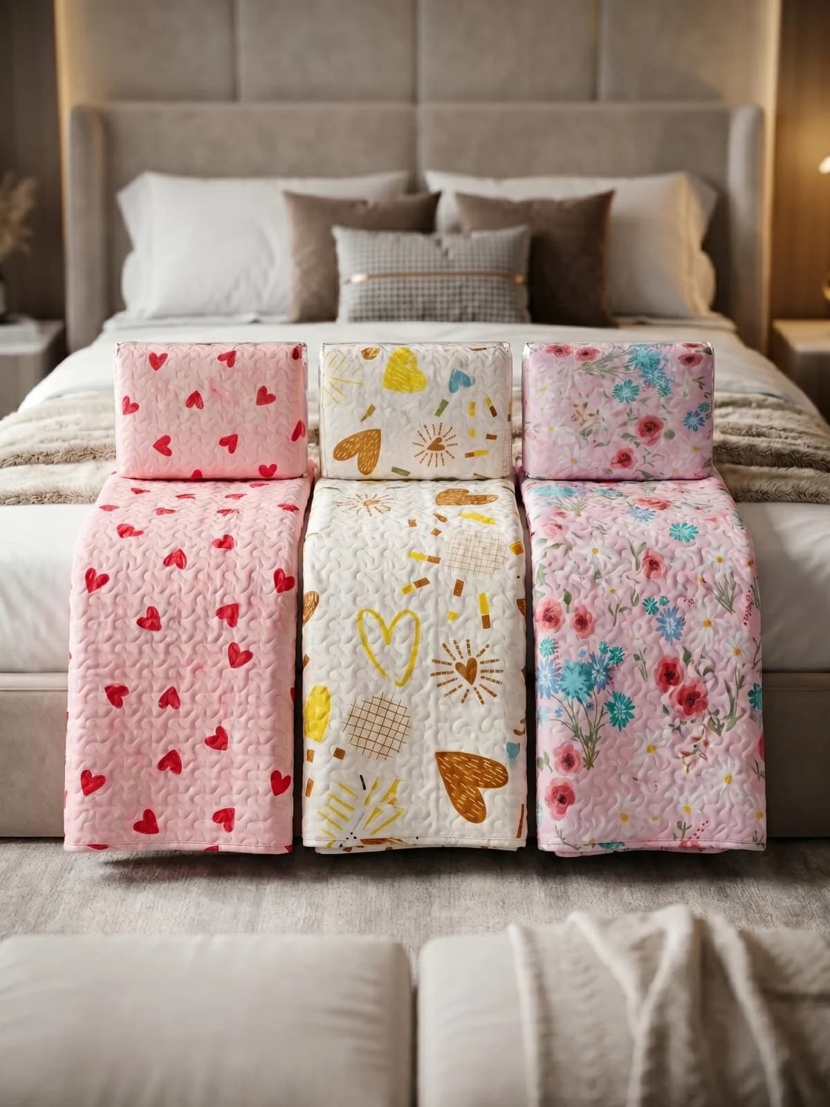 Kit Cobre-Leito Casal Home Land Ultrasonic Estampado